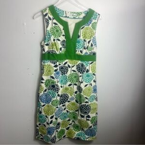 Boden Notch Neck Green Blue Floral Shift DressSize 8R 1818